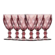 Jogo Taças Água Vinho Vidro Diamante Lilás 260ml Class Home Foto mini 2