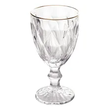 Jogo Taças Com Fio De Ouro Transparentes 6un 300ml Diamond Foto  mini 1