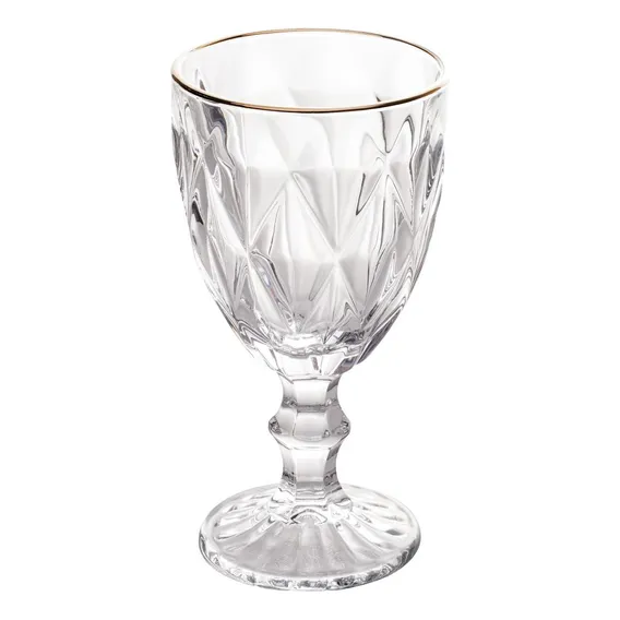 Jogo Taças Com Fio De Ouro Transparentes 6un 300ml Diamond Foto 1