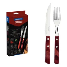 Jogo Talheres Churrasco 12 Peças Madeira Polywood Tramontina Cor Vermelho Foto mini 1