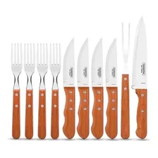 Jogo Talheres Churrasco Tramontina 20pcs Jumbo C/ Garfo Faca Cor Marrom Foto mini  2