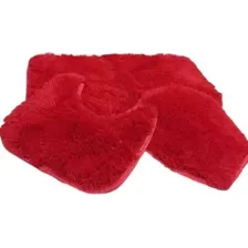 Jogo Tapete 3 Peças Banheiro Peludo Felpudo Shaggy Vermelho Foto mini 1