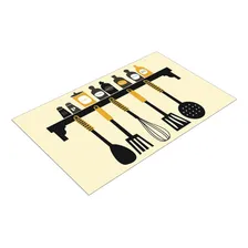 Jogo Tapete Cozinha Spice Cutlery 120x40 + Capacho 60x40 Cor Bege Desenho Do Tecido Spices And Cutlery Foto mini 3