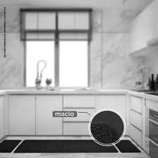 Jogo Tapete Relevo Cozinha 3 Peças Preto Desenho Do Tecido Liso Foto mini 3