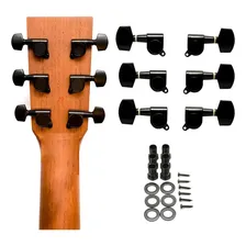 Jogo Tarraxa Blindada Guitarra Violão Aço 3+3 Preta Cor Preto Foto mini 1