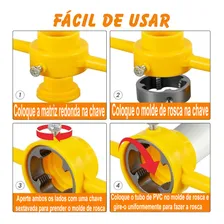 Jogo Tarraxa Canos Tubos Pvc 1/2 A 1 Pol Jogo 6 Peças Rosca Cor Amarelo Foto mini 3