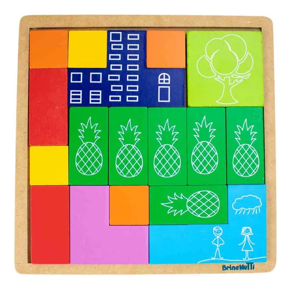 Jogo Tetris Em Plano - Madeira - Brinqmutti Foto 1