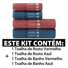 Jogo Toalha Banho E Rosto 4 Peças Bossa Camesa Azul Vermelho Foto mini  2
