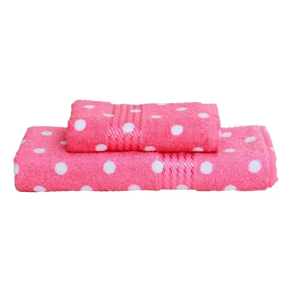Jogo Toalhas 2 Pçs Banho E Rosto 100% Algodão Dohler Rosa Foto 1