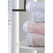 Jogo Toalhas Banho Gigante E Rosto Speciale Trussardi 2 Pçs Cor Rosé Foto mini 2