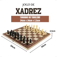 Jogo Xadrez Tabuleiro De Madeira Profissional Grande Premium Jogo 3x1 Dama Xadrez Gamão Oficial Luxo Foto mini 3