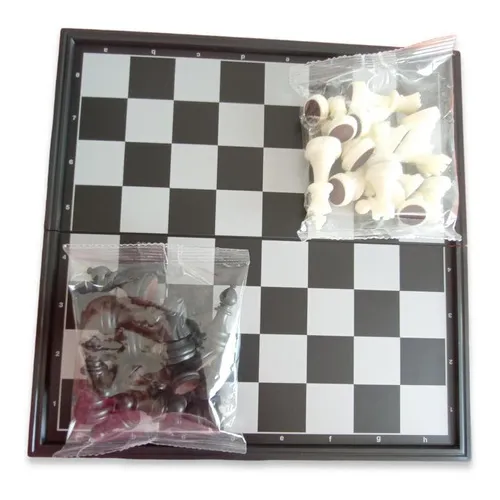 Jogo Xadrez Tabuleiro Luxo 25x25cm Dobrável Magnético Imã Foto 1