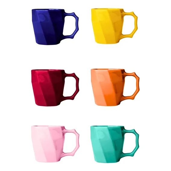 Jogo XĂcaras CafĂ© Cerâmica Canequinha 120ml Cores Diversas Cor Caneca cerâmica multicoloridas Jogo xĂcara de cafĂ© Foto 1