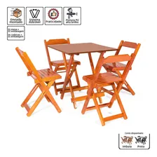 Jogos Conjuntos Mesa Bar Dobrável Madeira 70x70 Com 4 Cadeiras Foto mini  3