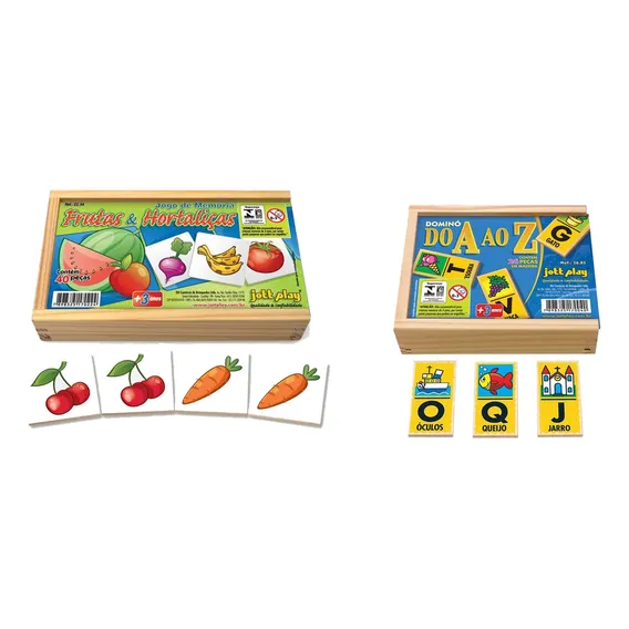 Jogos Memória Frutas Hortaliças Domino De A Ao Z Brinquedo Foto 1