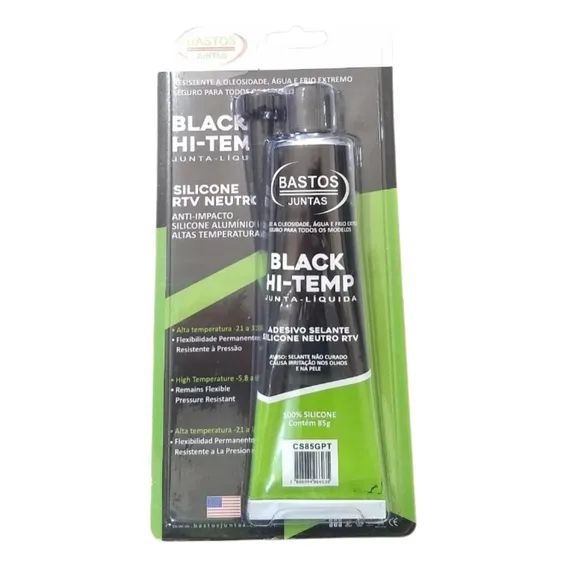 Junta Cola Silicone Bastos Alta Temperatura Preto 85 Gramas Cor Black Foto 1