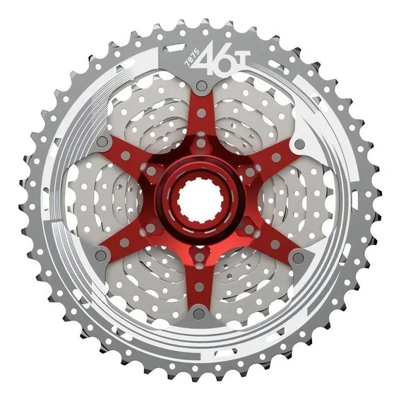 K7 Catraca Cassete Bike Mx8 11v Index 11-46 Cromado Sunrace Foto 1