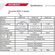 K7 Catraca Cassete Bike Mx8 11v Index 11-46 Cromado Sunrace Foto mini 4