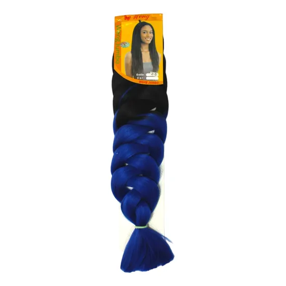 Kanekalon Jumbo Ultra Braid Para Tranças Crochet Box Braids Cor Preto Com Ombre Azul 2-5 Foto 1