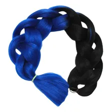 Kanekalon Jumbo Ultra Braid Para Tranças Crochet Box Braids Cor Preto Com Ombre Azul 2-5 Foto mini  3