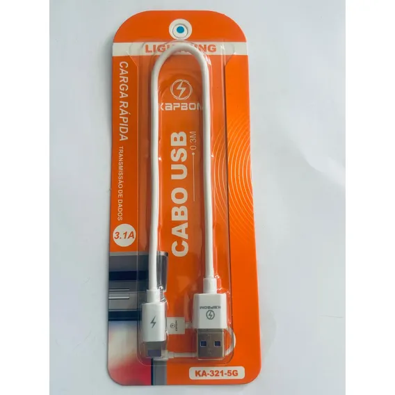 Kapbom cabo para iphone, cabo lightning, cabo ios, cabo carregador, Cor Branco Foto 1