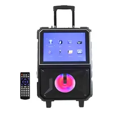 Karaokê Portátil Caixa De Som Bluetooth 100w Microfones Android Azul Com Visor Digital Caixa De Som Karaoke Caixa De Som Com Visor Digital Caixinha De Som Karaoke Junkbox Alto Falante Forte Alta Foto mini 4