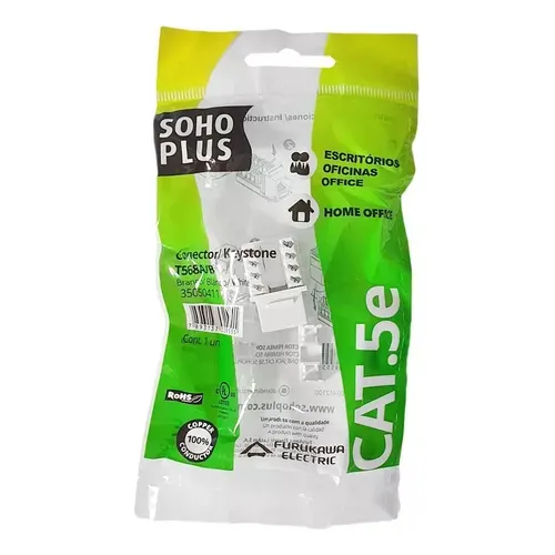 Keystone Rj45 Cat5e Branco Soho Plus Furukawa Caixa C/ 30pcs Foto 1