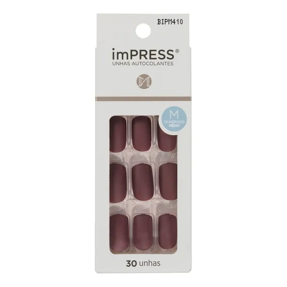Kiss Ny Impress Unhas Autocolantes Matte Deep Kiss Médio Foto 1