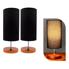 Kit 02 Abajur Base Cobre Em Aluminio Com Cupula Preto Tecido Algodao Soquete E27 Tensao Bivolt 110v/220v Foto mini 1
