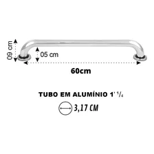 Kit 02 Alças Barra De Apoio 60cm AlumĂnio Banheiro Auxilio p/ Idosos e Deficientes Foto mini 3