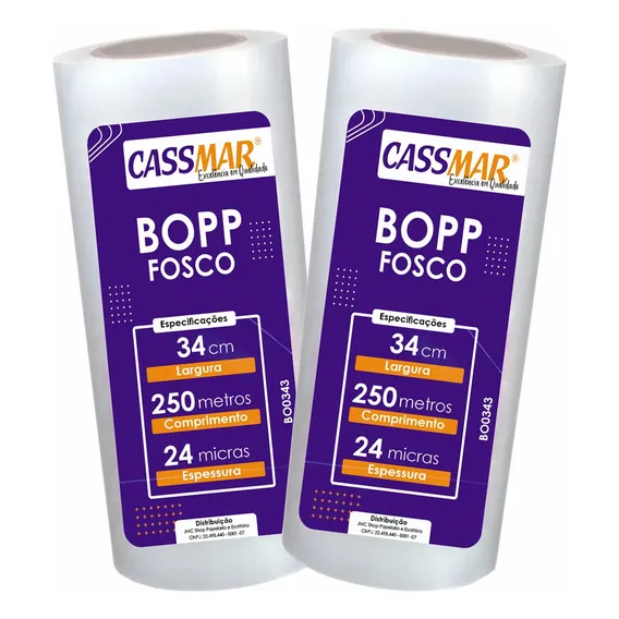 Kit 02 Bobinas Bopp Fosco P/ Laminação A3 34cmx250m Cassmar Foto 1