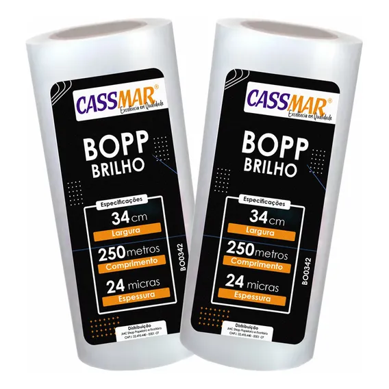 Kit 02 Bobinas De Bopp Brilho Para Laminação A3 34cmx250m Foto 1