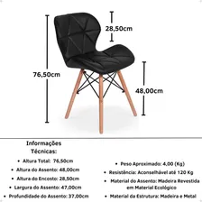 Kit 02 Cadeiras Charles Eames Eiffel Slim Wood Estofada | Magazine Decor Cor Preto Foto mini 3