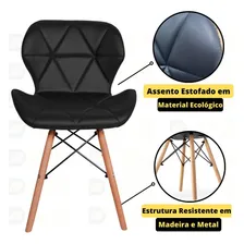 Kit 02 Cadeiras Charles Eames Eiffel Slim Wood Estofada | Magazine Decor Cor Preto Foto mini 2