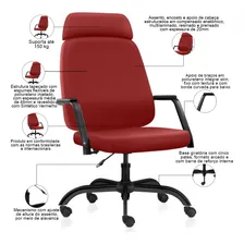 Kit 02 Cadeiras Escritório Giratória Hub Sintético Vermelho Foto mini  3