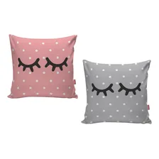Kit 02 Capa De Almofada Decoração Olhos Olhinhos Poa Cama Kit02-37 Foto  mini 1