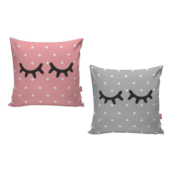 Kit 02 Capa De Almofada Decoração Olhos Olhinhos Poa Cama Kit02-37 Foto 1