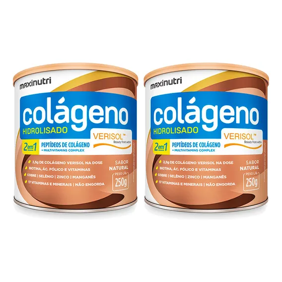 Kit 02 Colágeno Hidrolisado Verisol Natural 250g Maxinutri Foto 1