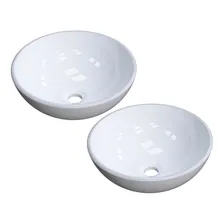 Kit 02 Cubas Apoio 30 Cm Redonda Banheiro Lavabo R30w Branco Acabamento Brilho Foto mini 1