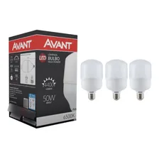 Kit 02 Lâmpadas Led Bulbo 50w E27 Bivolt Branca 6500k Avant Luz Branco-frio 127/220v Foto mini 1