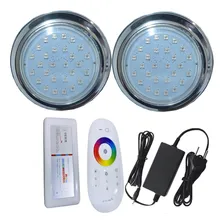 Kit 02 Luminaria Piscina Hiper Led 15w Rgb Inox 316 Rosca Foto mini 1