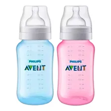 Kit 02 Mamadeira Classica Anticolica Avent 330ml Azul Rosa Foto mini 1