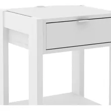 Kit 02 Mesa De Cabeceira Com Tomada 1 Gaveta Az1016 Branco T Foto mini 4