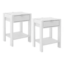 Kit 02 Mesa De Cabeceira Com Tomada 1 Gaveta Az1016 Branco T Foto  mini 1