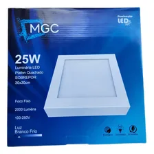 Kit 02 Painel Plafon Sobrepor 25w 24w Led Quadrado + Reator Cor Branco 110V 220V (Bivolt) Foto mini 4