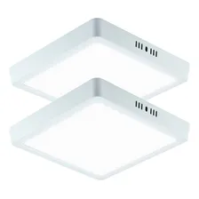 Kit 02 Painel Plafon Sobrepor 25w 24w Led Quadrado + Reator Cor Branco 110V 220V (Bivolt) Foto mini 1