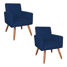 Kit 02 Poltrona Decor D'Rossi Nina Suede Azul Marinho Encosto Alto Foto  mini 1