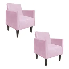 Kit 02 Poltrona Decorativa Compacta Jade Suede Rosa BebĂȘ Foto mini 1