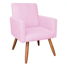 Kit 02 Poltrona Decorativa Nina Suede Rosa Bebê Encosto Alto Foto mini  2