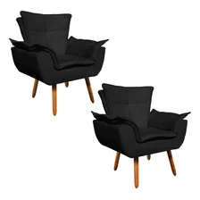 Kit 02 Poltrona Opala Decorativa Suede Bege Cor Preto Foto mini 1